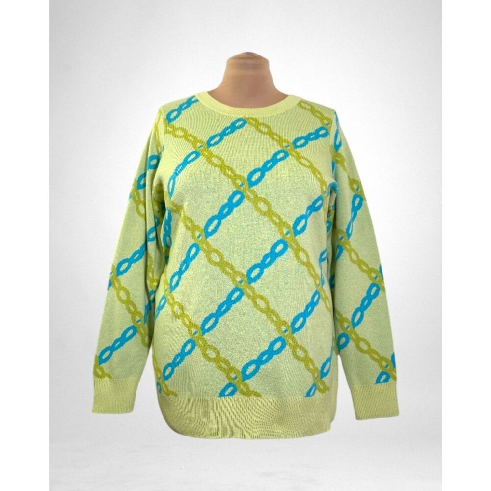 Belle by Kim Gravel "Status Update" Chain Print Sweater, NWOT! Size 1X
